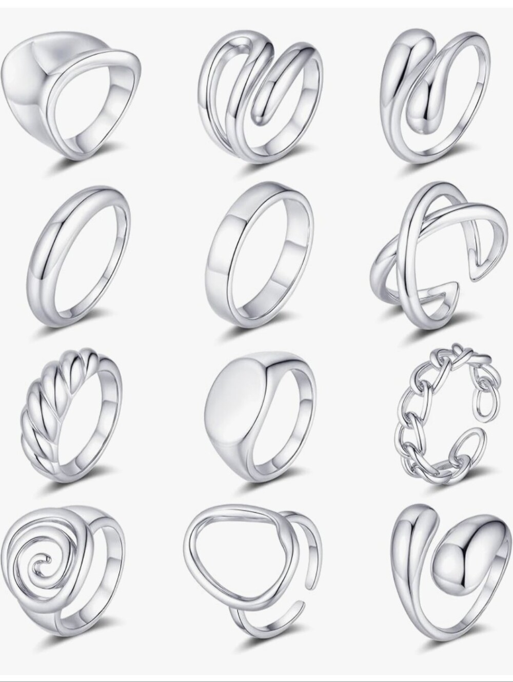 Silver Plated Stackable Rings Set - Picture 2 of 7